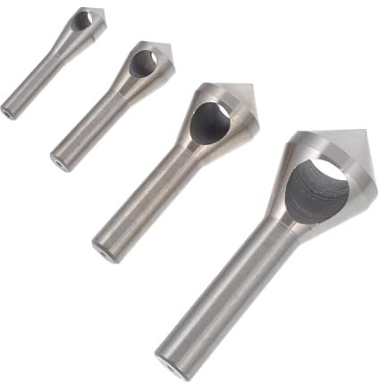 SEWOART 4pcs High Speed Steel Hole Deburring Tool Set Chamfer Deburring Head for Countersink Drilling, Suitable for Steel and Aluminum, Internal Chip Removal, Professional Workshop Use