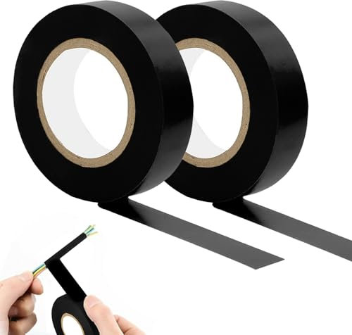 GZYULAN 2 Rotoli Nastro Isolante Nero per Elettricista, per Isolare, Raggruppare, Proteggere e Riparare Cavi (18mm*20m)