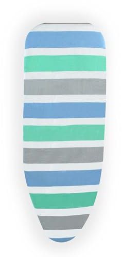 Beldray Ironing Board Cover – Thick Felt Underlay, Striped Cotton Cover, Elasticated Drawstring Tightening, Toggle Fastening, Easily Fits To Boards Of 110-126cm, Heat Reflective Surface, Smooth Press