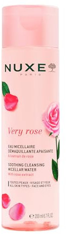Nuxe Very Rose 3-in-1 Micellar Cleansing Water, Soothing Facial Cleanser and Makeup Remover, with Rose Extract for Face & Eyes, 200ml