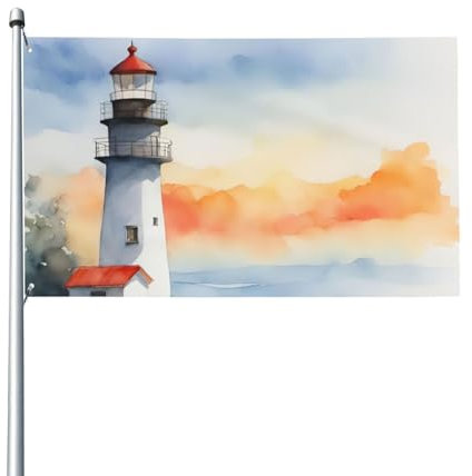 Leuchtturm-Flagge – modische personalisierte Flagge, Polyester, 90 x 152 cm, Outdoor-Dekoration für Gartenveranstaltungen