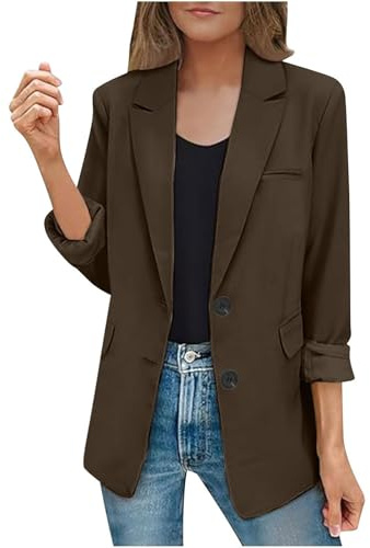 Kostüme & Blazer Für Damen, Jackett Frühling Casual Sweatblazer Damen, Einfarbig Slim Fit Open Front Blaser Jacke Oversize Blazer Damen Kurz Classic Bequem Blazer Große Größen Sommerjacke Damen Leicht