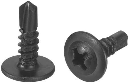 sourcing map 50Pcs #8x1/2 Phillips Head Self Tapping Screws, Carbon Steel Self Drilling Flat Head High-Strength Quick Tapping Screws Wood Screw for Wood, Metal, Plastic, Black