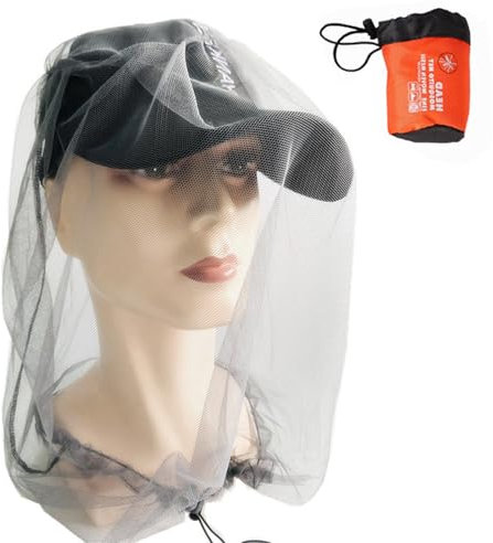2 Stück Outdoor Reisehut mit Mückenschutz Moskitonetz für Kopf, Faltbarer Imkerhut mit Schleier, Staub- und Insektenschutz Hut für Angeln, Camping und Gartenarbeit