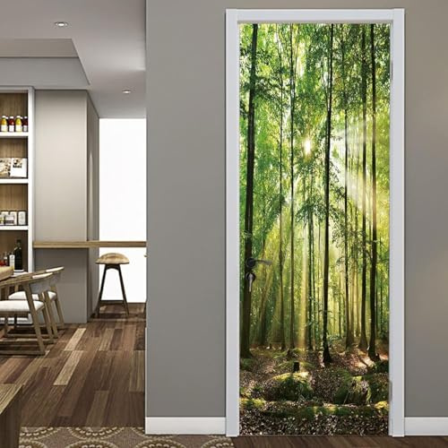 Adesivo per Porta Bosco Adesivi Porte Interne, Adesivo per Porte Paesaggio Naturale Murale Carta da Parati, Autoadesivo Camera da Letto Soggiorno Parete Arredo Casa Poster Parati 86 x 200 cm q.7135