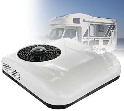 Aire Acondicionado Split de Techo 12V/24V – Control Remoto, Enfriamiento Rápido para Caravanas, Autobuses y Semirremolques – Diseño Silencioso y Económico,12V-White