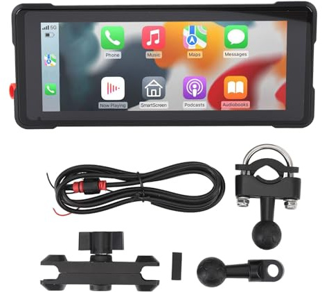 Écran tactile Gearwell Motorcycle, affichage automatique Android Carplay, 6,86 pouces de navigation GPS compatible avec moto, stéréo de moto résistant à l'eau IPX7 portable