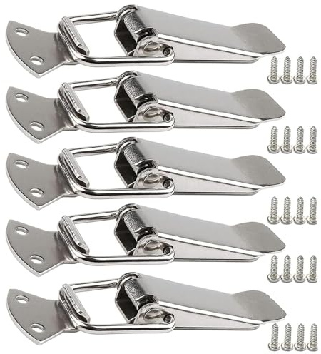 5 pezzi Chiusura di tensione in acciaio inox con vite, chiusura a leva da 56 mm, chiusura a molla a levetta, clip di bloccaggio, chiusura della scatola, tappo di bloccaggio per cassetta degli attrezzi