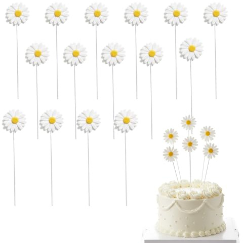 15 stycken tårtdekoration tusensköna papperskoppar tårtdekoration cupcake topper tusensköna blommor tårtdekoration för flickor barn födelsedag bröllop