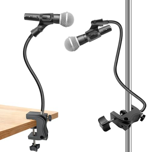 Microphone Stand, 20 Flexible Gooseneck Desktop Mic Stands Holder,3/8 to 5/8 Screw Adapter, 360 Adjustable Compact Mic Arm for Meetings, Lectures, Live Broadcast Equipment