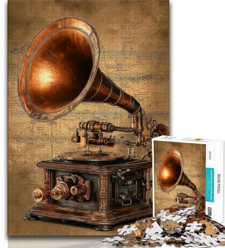 Retro Gramophone Jigsaw Puzzles for Adults Teenagers Jigsaws Puzzle,for Educational Game Challenge Toy Unique Home Decor And Gifts (38x26cm)