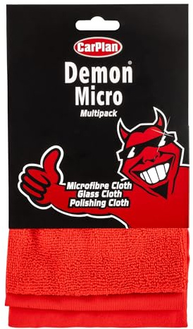 CarPlan Demon Multipack Assorted Cloths – 3 Pack – Polishing, General Cleaning & Glass Cloths – Super Soft, Scratch-Free Car Cleaning Cloths for Interior, Exterior, Mirrors & Windows