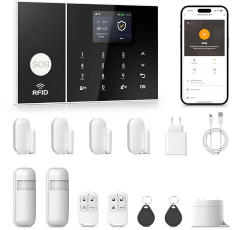 Kit Alarm,Alarme de Maison sans Fil connectée,système de sécurité avec Surveillance assistée en Option,sans Engagement à Long Terme, Fonctionne avec Alexa
