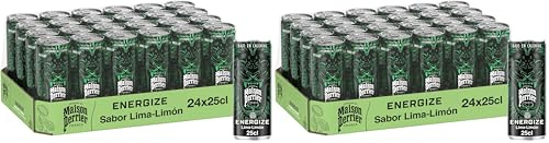 Maison Perrier Energize Bebida Energética Lima y Limón, 24 latas de 25 cl (Paquete de 2)