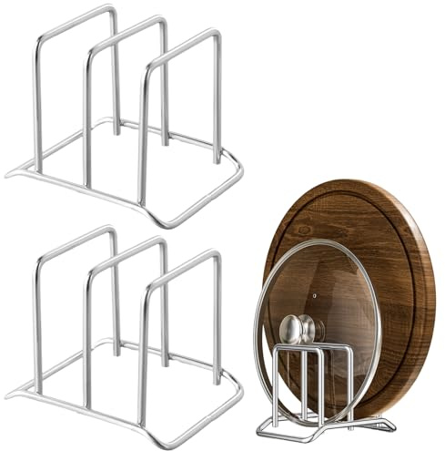 Kaiyzo 2 Pcs Support De Planche à Découper, Acier Inoxydable Organiseur De Planche à Découper, 13 X 10 X 10,5 Cm Organiseur De Couvercle, Convient Pour Les Comptoirs, Les Garde-Manger Et Les Armoires