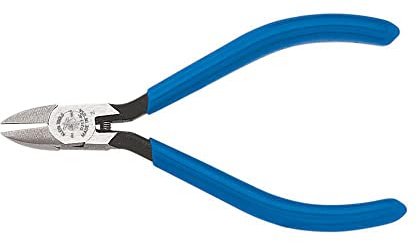 Klein Tools D257-4 Pliers, Diagonal Cutting Midget Electronics Pliers with Beveled Edges, Tapered Nose and Short Jaws, 4-Inch