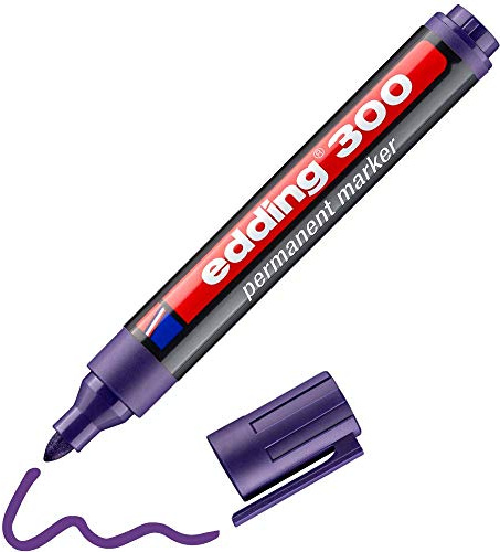 edding 300 permanent markör – lila – 1 penna – rund spets 1,5–3 mm – vattentät, snabbtorkande – torkbeständig – för kartong, plast, glas, trä, metall, glas