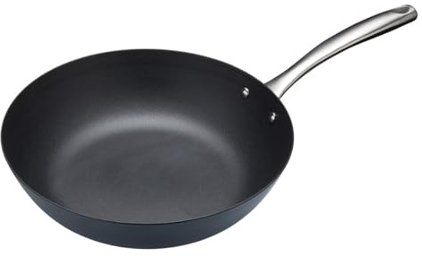 MasterClass Wok de acero al carbono antiadherente para inducción, sin PTFE, PFOA ni BPA, 30 cm