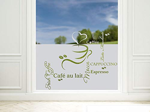 GRAZDesign Fensterfolie Küche Blickdicht Kaffee Motiv Sichtschutzfolie selbstklebend - 80x57cm / Silber weiß