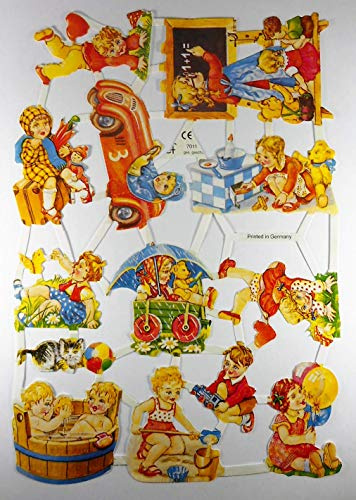 Glanzbilder Kinder spielen Auto Schule EF 7011 Oblate Posiebilder Scrapbook Deko GWI 575