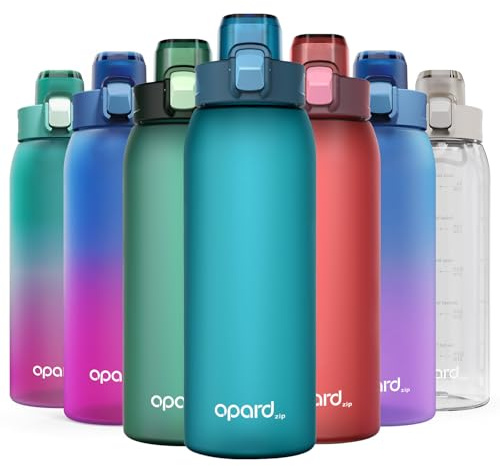 Opard Zip 30oz Plastic Water Bottle Dishwasher Safe, Leakproof Flip-Top Lid, BPA Free Tritan, Wide Mouth Reusable Sports Water Bottle for Gym Hiking Commuting Outdoor Travel and School