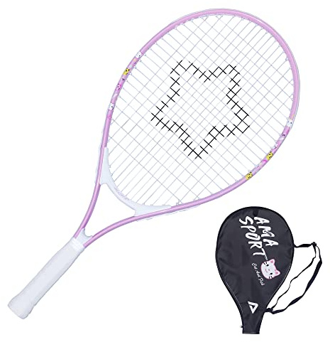 AMA SPORT - AT-BP25 - Kinder-Tennisschläger Pink - 25 Zoll (63,5 cm) - Mit Schultertasche - Ergonomisch - Junior Tennisschläger für Anfänger - 6–8 Jahre