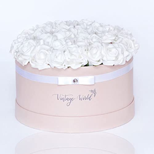 Vintage World Infinity Sydney Handgemachte Rosenbox, 35 Rosen, Geschenkidee, lange haltbar, weiß