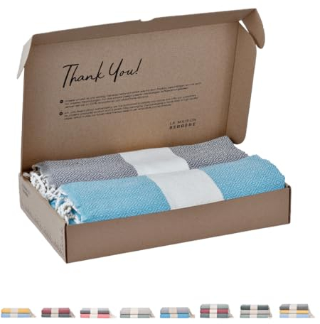 Tadussi ® Telo Mare – Grande Fouta – XXL Asciugamano da sauna- 100 x 200 cm - Set da 2 per Hammam, spiaggia e Bagno per uomo e donna - 100% cotone - Turchese e Erba