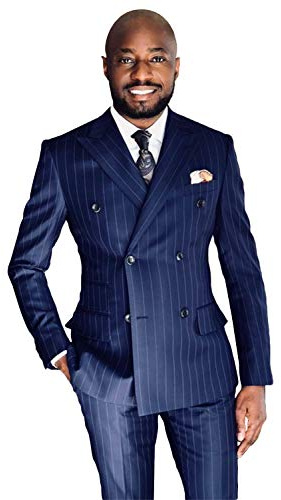 Ulnomio Hommes Blazer à Rayures Boutons croisés Dîner Veste de Costume décontractée Manteau à Revers en Pointe