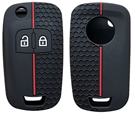 Happyit Silikon-Autoschlüsselhülle für Opel Insignia Astra J Zafira Corsa D Mokka Meriva für Chevrolet Aveo Prism Spark Trax Cruze (Schwarz + Rot)