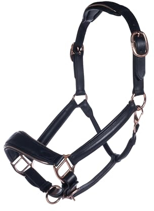 HKM Lederhalfter -Rosegold- Halfter 9100 Schwarz Pony