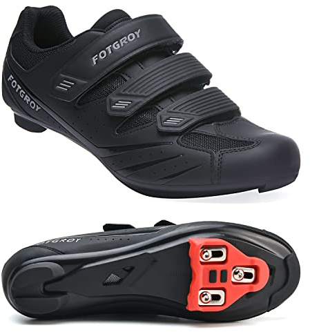 FOTGOAT Herren Fahrradschuhe für Damen, Rennradschuhe mit Stollen Kompatibel mit Peloton SPD ARC Look Delta Cleats, Unisex Fahrrad REIT Spin Schuhe Drinnen, Rennrad Schuhe Draussen Black EU 37