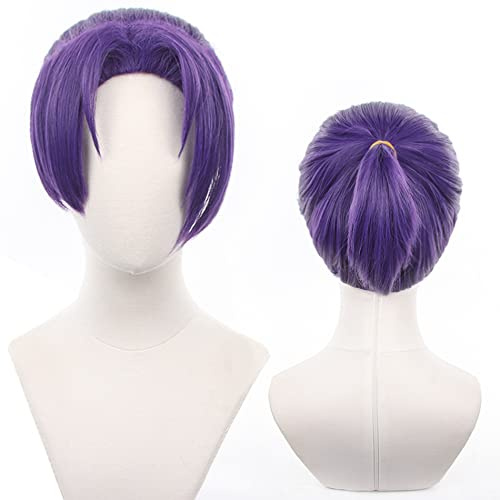 Unisex lila dicke hohe Pferdeschwanz Perücke mit Hitze widerstehen synthetische Haare für Frauen Männer Halloween Cos Anime Party Ersatz Perücken