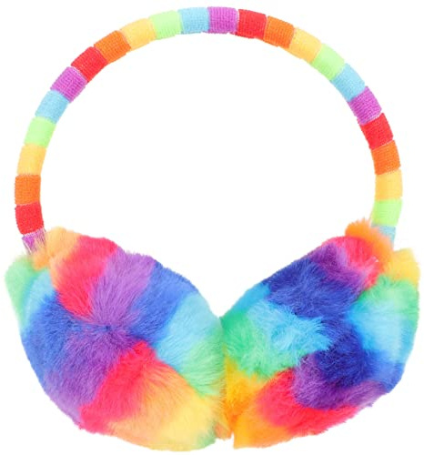 BESPORTBLE Mädchen-Regenbogen-Ohrenschützer: Plüsch-Mädchen-Ohrenschützer Faltbare Ohrenwärmer Winter Winter Gestrickte Warme Plüsch-Ohrschützer Für Außenbereich