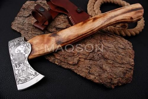 Axt Karbon Stahl Axt Wikinger handgeschmiedet 1095 mit Lederscheide MAQ2632