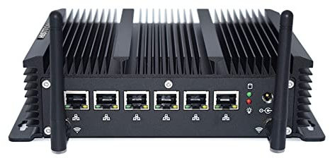 HISTTON Fanless PC, Fanless Firewall Appliance, Core i3-8140U DDR4 16GB RAM 128GB SSD, 6 x 2.5GbE/1GbE Ethernet for Network Gateway Router, Support AES-NI, OPNsense, Ubuntu, ClearOS, RJ45/DB9COM, WiFi