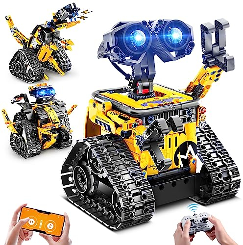 INSOON Technik Roboter Kinder Bauspielzeug 5-in-1 App & Fernsteuerung Wall Roboter Technic Robot Panzer Dinosaurier RC Spielzeug Geburtstags Geschenk für Kinder ab 6-12+ Jahre Jungen Mädchen 520 Stück