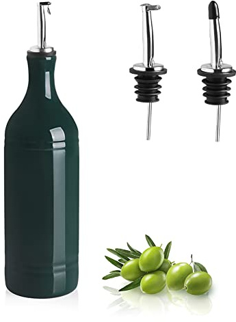 Sweejar Home Große keramische Olivenölspenderflasche, Opaque Oil Cruet schützt Öl, um Oxidation zu reduzieren, Geeignet für die Lagerung von Öl, Essig und anderen Flüssigkeiten, 680ml (Blaugrün)