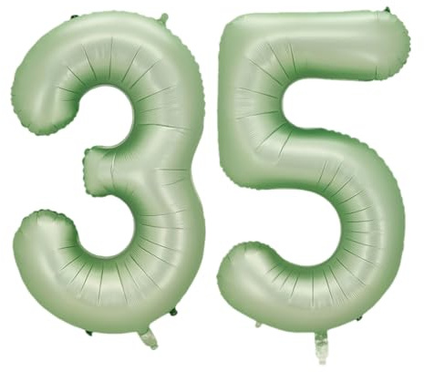 Guoguonb 40 Zoll Zahl 35. Geburtstag Deko Riesen Aufblasbar Helium Folienballon Nummer 35 Luftballons Personalisiertes Design Ballon für Gedenktag Geburtstag Dekoration (Wassermelone Grün)