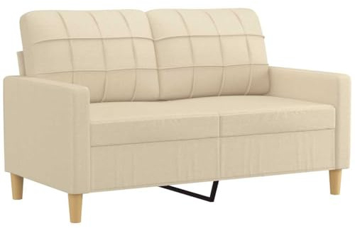 vidaXL Sofa 2 Sitzer, Couch für Wohnzimmer, Polstersofa mit Metallgestell, Loungesofa Zweisitzer Wohnzimmersofa Wohnzimmermöbel, Creme Stoff
