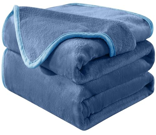 HOZY Kuscheldecke Flauschig Decke Fleecedecke - Kuscheldecke 230x270cm, Blau Gewaschen, Fleecedecke Sofa Decken,Warm Wohndecke Couchdecke Hundedecke Sofadecke flauschig, Sofa überwurfdecke