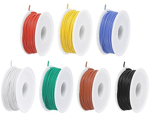 QUARKZMAN 15 Meter 24AWG Kabel Elektrischer Draht 0,21 mm² 7 Farben | Stromkabel, Erdkabel Litzenkabel Verlängerungskabel, Verzinntes Kupferkabel, Hohe Temperatur Leitung, für Kfz Kabelkanal
