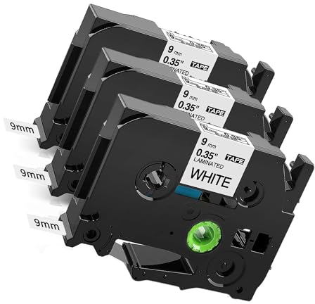 nanologi 3x Kompatibel TZe-221 TZ-221 Schriftbänder Ersatz für Brother TZe 9mm TZe221, Schwarz auf Weiß, TZ Tape für P-touch PT-H105 H100LB 1000 D210VP D600VP D400 PT-H107B P700 PT-H100R PTP750W