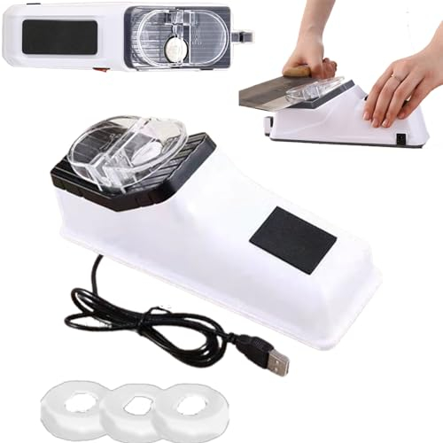 VessEn Electric Knife Sharpener,professional Knife Sharpener for Home Usb Rechargeable,with Protective Cover for Home,5 Seconds for Quick Sharpening & Polishing 3PCS Replaceable Grinding Wheel