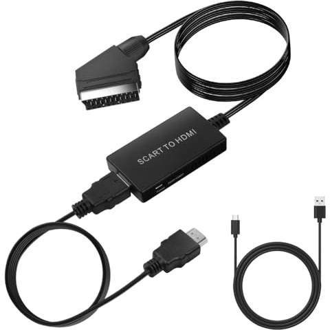 AXFEE Adaptateur, Convertisseur Péritel vers HDMI avec câble HDMI, Scart vers Hdmi, pour Full HD TV 720P/1080P,Audio Vidéo pour Lecteur Sky Blu-Ray STB Xbox PS3…
