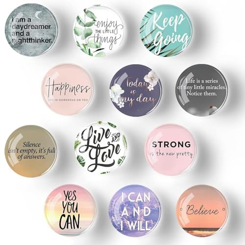 12 Stück KüHlschrankmagnete,Runder 3D KüHlschrankmagnete Kinder,Inspirierende Magnete, Mini KüHlschrankzubehöR,Geeignet für KüHlschräNke, BüRos, Wohnungen, SchräNke, Whiteboards usw