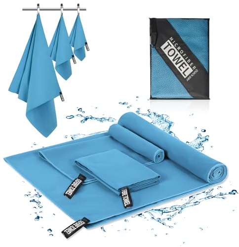 Libershine Mikrofaser Handtuch 3er Set - Groß 180×180cm & Klein 80×40cm+30x60cm, Schnelltrocknend Microfaser Sporthandtuch, für Reisehandtuch, Badetuch, Fitness & Sport Handtücher und Strandtuch