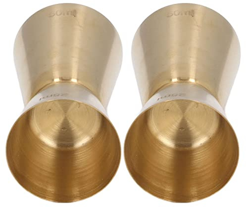 Cocktail Jigger Wine Jigger Bar Messbecher Doppelkopf Cocktail Jigger Jigger für Wein aus vergoldetem Edelstahl (Gold 25/50ml)