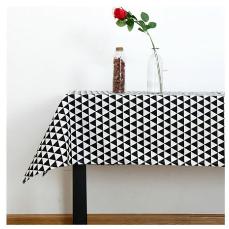 Aotiwe Gartentischdecke Schwarz, Outdoor Tischdecke Landhaus Dreiecke Tischdecke Outdoor Vintage Tischdecke Garten Sommer Baumwolle Leinen 90x90cm