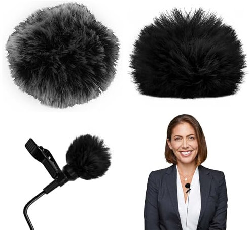 Homirty 2 Pièces Bonnette Microphone Anti Vent, Micro Anti Vent Bonnet, Bonnette Micro en Fourrure, Microphone Furry Windscreen, Bonnette Micro Cravate, Mic Covers Vent Housse, Pare Brise Micro, 1cm